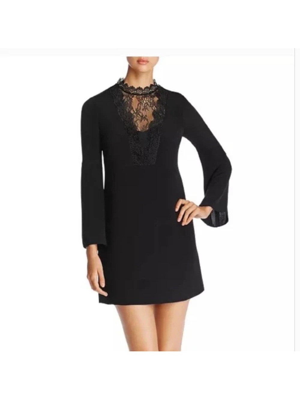 Kobi Halperin Black Lace Front Starla Silk Dress - size Extra Small